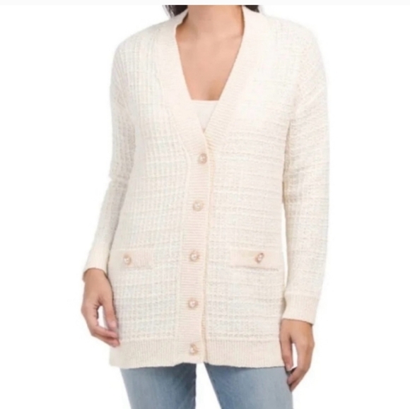 Elie Tahari Cream Cardigan Sweater - Picture 1 of 12